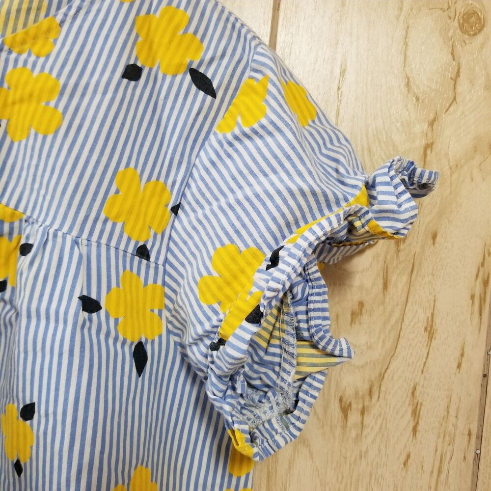 Crown & Ivy Blue striped yellow flower layered blouse L - Picture 3 of 5